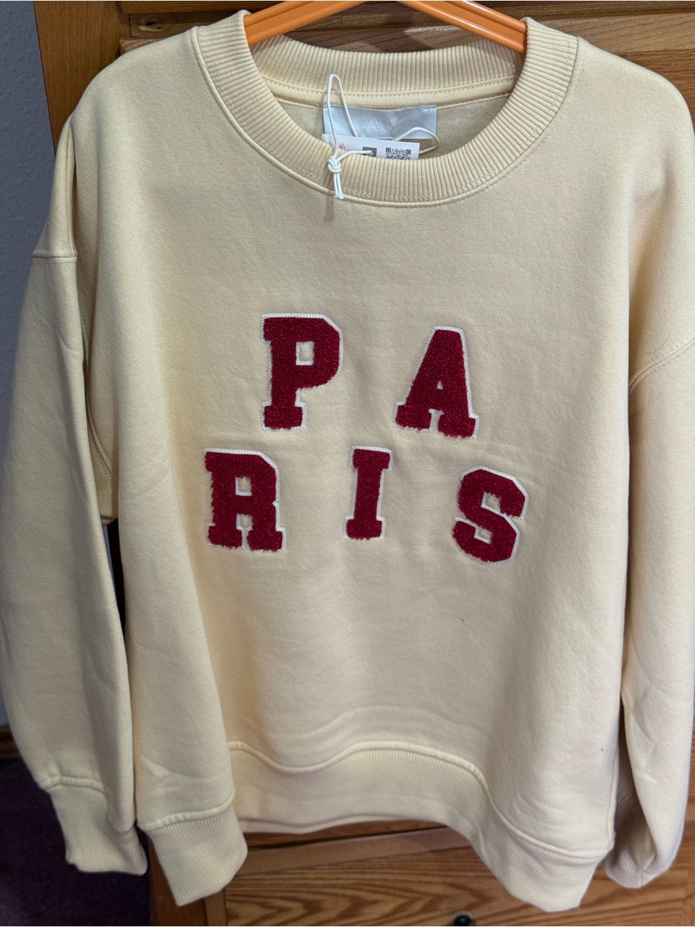 Zara Cream Sweatshirt with Red 'PARIS' Lettering - Kids